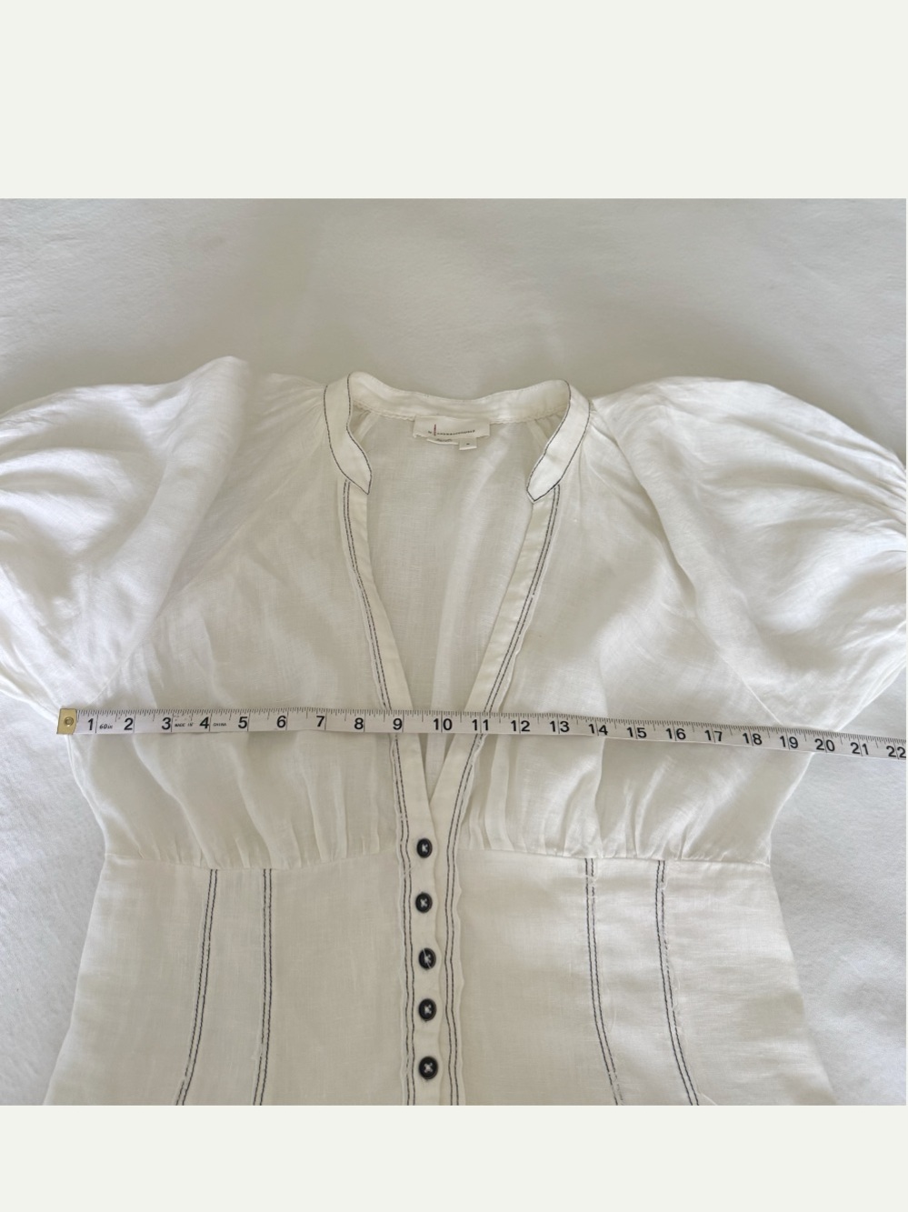 Anthropologie V-Neck Corset Midi Shirt Dress in Off White Medium - Picture 11 of 14